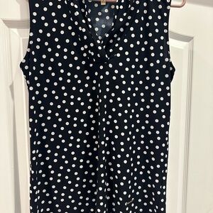 Anne Klein Navy Polka Dot Blouse